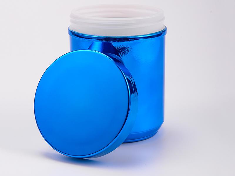 Emballage chromé de couleur bleue avec couvercle